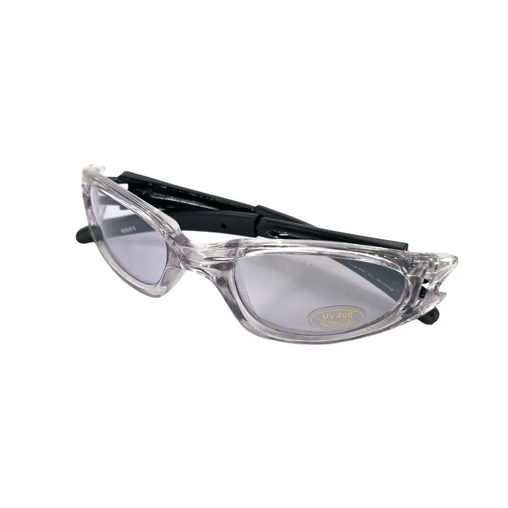 Y2K Wraparound Sunglasses Clear Lavender Black Sport Cyber UV400 Retro